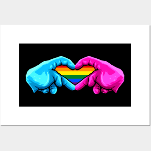 Hands Forming A Heart With Rainbow Inside LGBTQ Pride Month Posters and Art